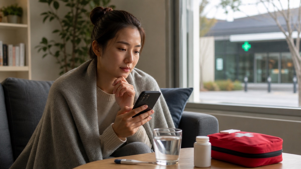 휴대폰에서 GP와 urgent care 위치를 비교하는 환자